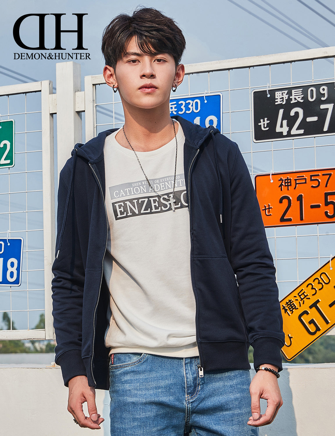 Demon&Hunter LM2 Series Men's All-Year French Terry Zip Hoodie DLM3006